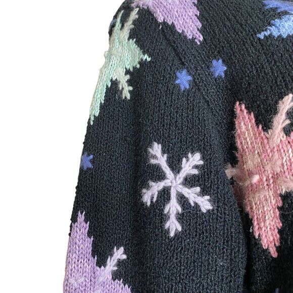 Vtg Talbots Cardigan Sweater S Petite Holiday Snowflake Grandma Winter Cottage - Picture 10 of 14